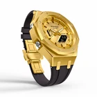 Casioak Custom Modded Gold Watch GA-2100GB-1A Mod Black Band Gold Dial GA2100