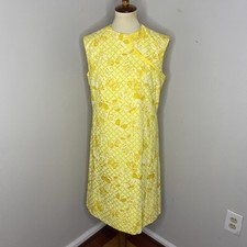 Vintage Vanda Yellow Sleeveless Shift Dress Sz 14