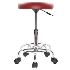Rollhocker höhenverstellbar drehbar Kunstleder Rot 360 Grad Sitzfläche