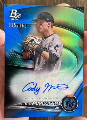 2022 Bowman Platinum Top Prospects Blue #TOP-11 Cody Morissette 95/150 (RC) Auto