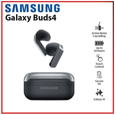 Samsung Galaxy Buds4 BLACK Active Noise Cancellation Bluetooth Earbuds Earphone