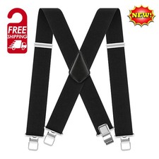 Heavy Duty Mens Suspenders Adjustable Elastic Free Shipping