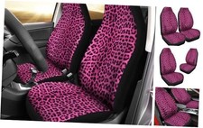 Car Seat Cover Print for Women Girls Stretch Universal Auto Pink Black Leopard