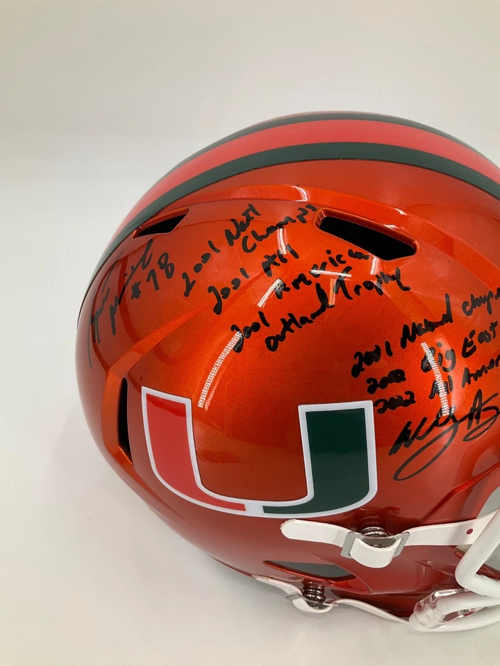 CASCO TAMAÑO COMPLETO FIRMADO WILLIS MCGAHEE / BRYANT MCKINNIE MIAMI HURACANES JSA Foto 4 de 4