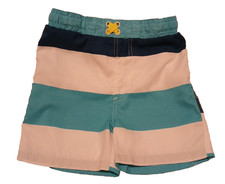 Lily Dan Boys Swim Trunks Size XS Stripped Teal, White, and Navy colors