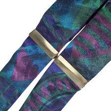 VTG 90s Pelican USA Clip Suspenders Geometric Print Y-Back Adjustable Silk 