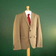 Next Wool Blend Blazer Jacket Mens 40S Beige Skinny Fit Sport Coat Tailoring