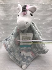 HB Hudson Baby Unicorn Lovey Gray Pink White Plush Security Blanket Nunu NEW