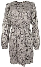 Michael Kors Women's Foil Paisley Long Sleeve Flounce Dress