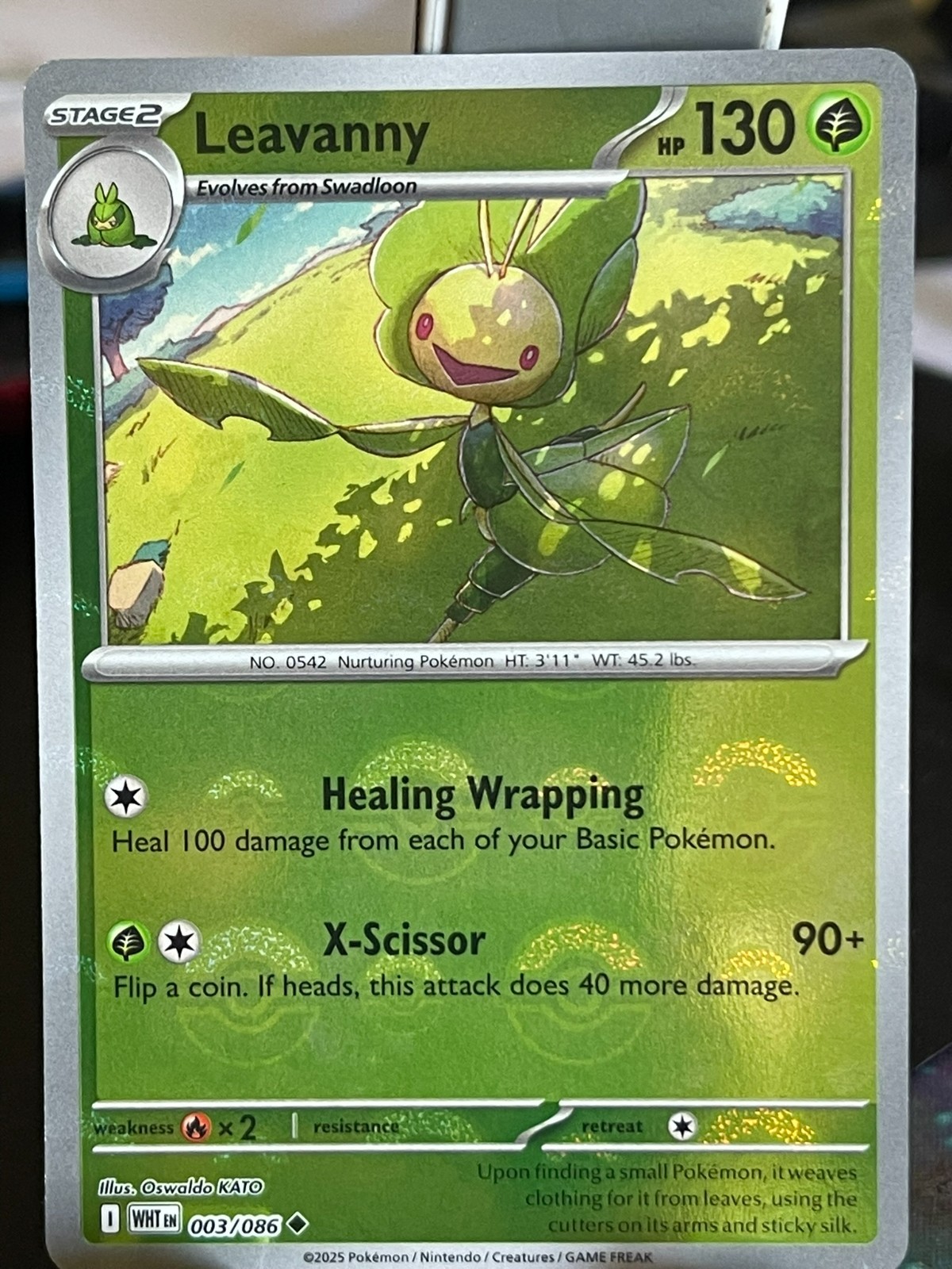 POKEMON LEAVANNY 003/086 UNCOMMON REVERSE HOLO POKEBALL WHITE FLARE NM CARD