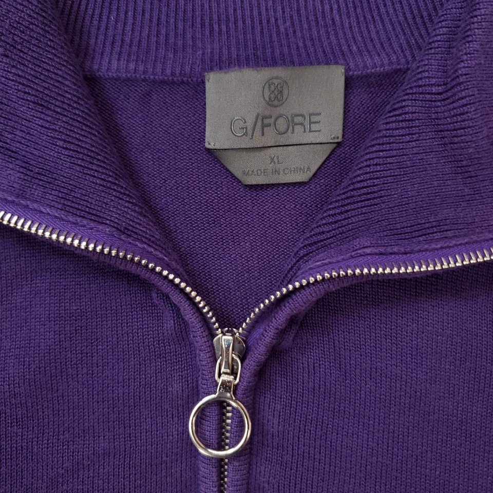 G/FORE ¼ Zip Pullover Sweater Mens XL Purple Tencel Silk Wool Blend The ...