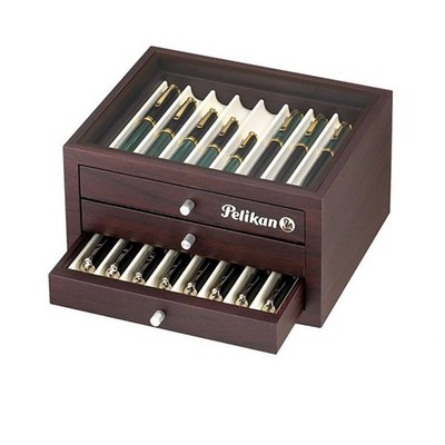 Pelikan 24 Pen Display Box - Collectors Made Of Wood And Glass 806695