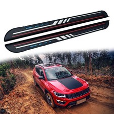 2Pcs Aluminum Running Boards Fixed Nerf Bars Side Steps with Brackets