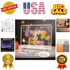 LED Note Board with Colors, 13.7"X10" 6 Modes 8 Colors Acrylic Dry Erase Bo...