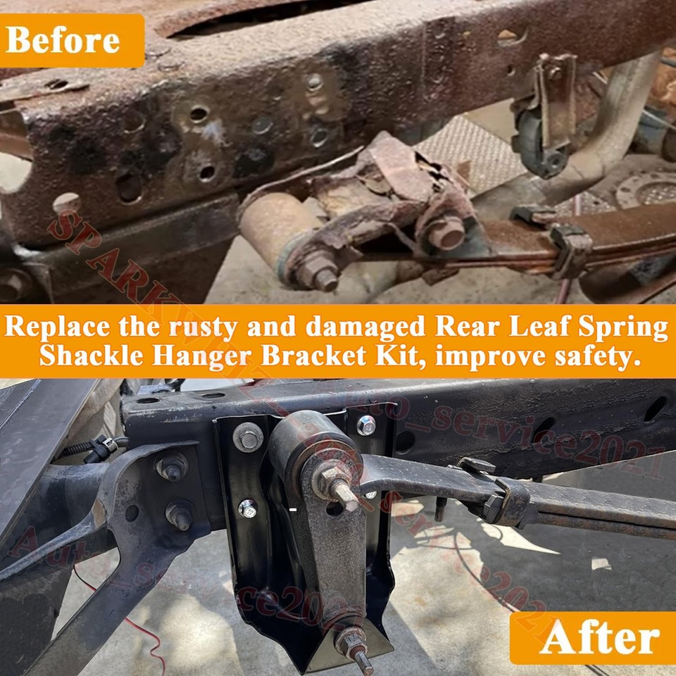 Rear Leaf Spring Hanger Bracket & Shackle Kit For GMC Sierra 1500 HD ...