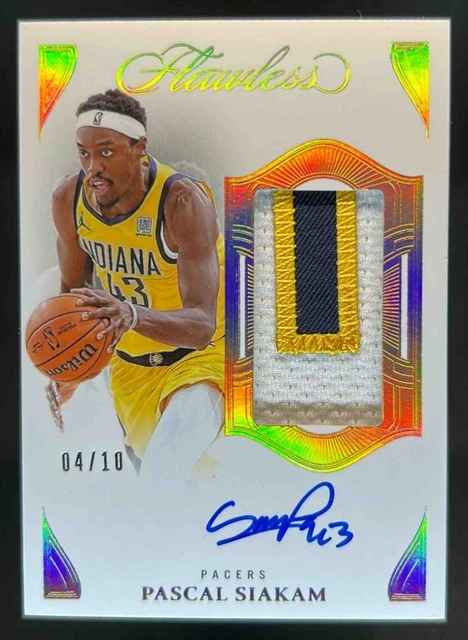 2024-25 Panini Flawless Pascal Siakam Vertical Patch Auto Gold #4/10 Pacers