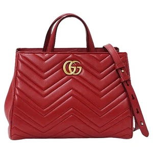 Sac GUCCI main épaule 2 voies GG Marmont cuir rouge 448054 matelassé 189520