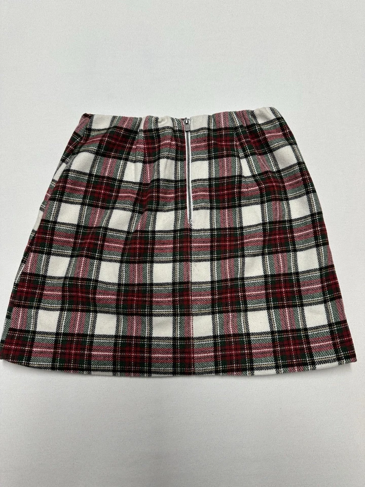 Falda Hollister para mujer Xs roja a cuadros tiro ultra alto mezcla de lana forrada mini Foto 3 de 4