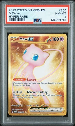 2023 POKEMON MEW EN-151 HYPER RARE #205 MEW EX PSA 8