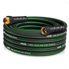Heavy Duty Garden Hose NON-EXPANDABLE Flexible Water Hose, 25ft Black+Green