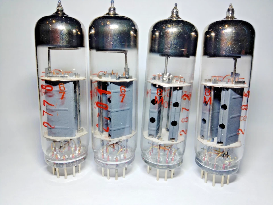 4 ШТ. НОВЫЕ ПОДОБРАННЫЕ QUAD Tungsram E80CC ТРУБКИ, Красный номер, O-GETTER - Изображение 3 из 4