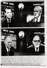 1964 Press Photo US & European government leaders on TV program from Telstar II