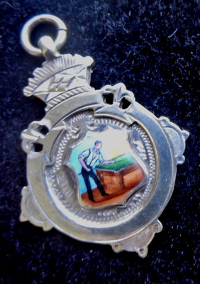 Silver Enamel Snooker Medal Billiards Pool Fob Antique Sterling hallmark 1931