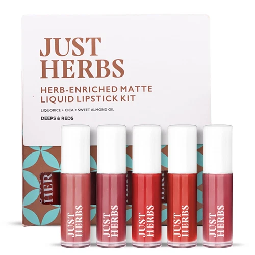 Organic Liquid Lipstick Kit Set of 5, Hydrating & Lightweight Lip Color - Parabe