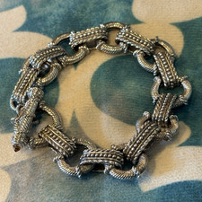 Echt Judith Ripka signiert 925 Sterling Silber Glieder Citrin Knebel Armband