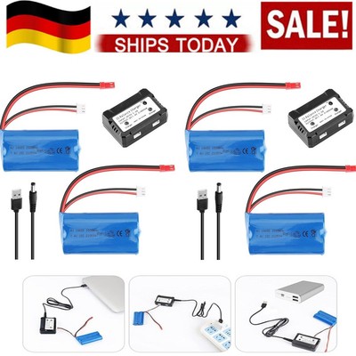 4Pcs 1500mAh 7.4V Li-ion Battery JST Plug with Balance Charger for RC Car Boat