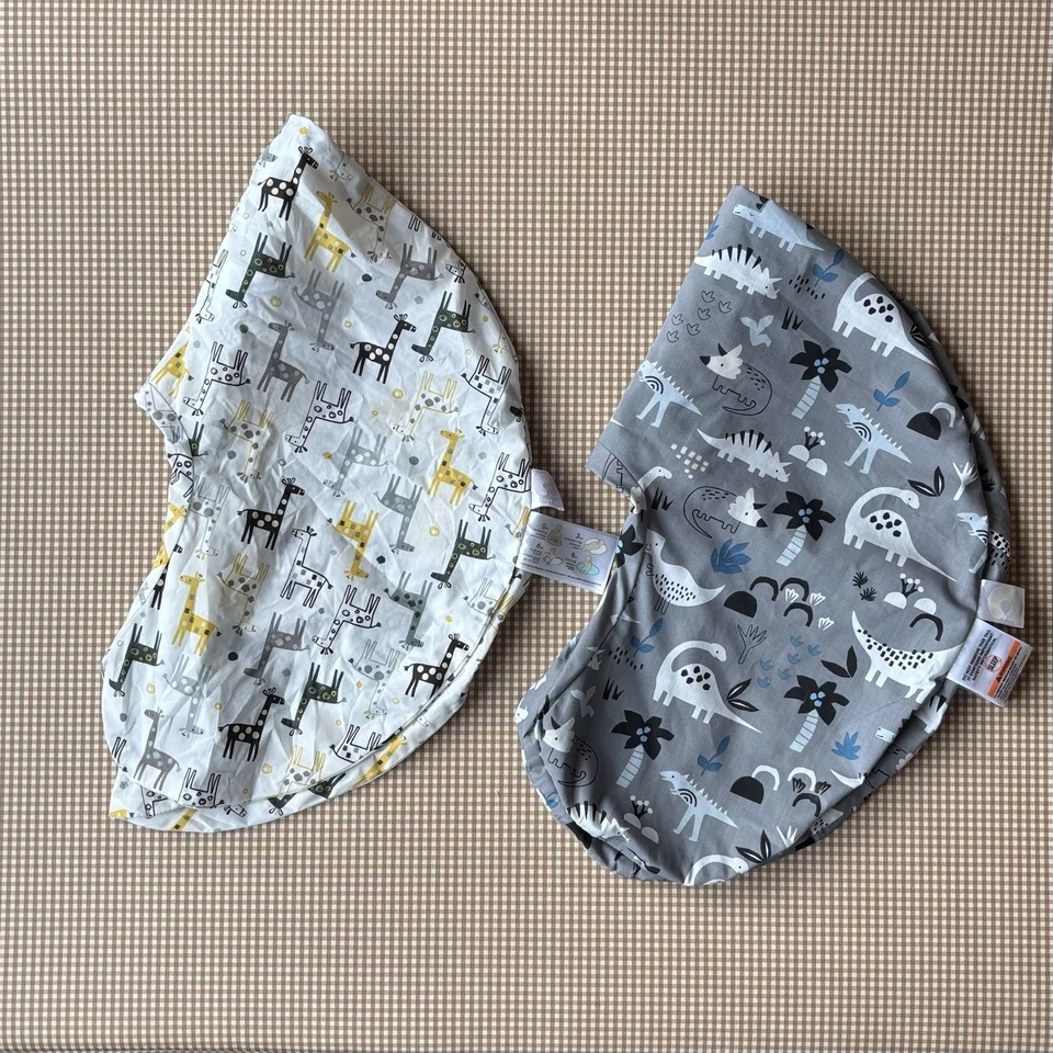2 Fundas de Almohada Boppy SOLO Gris Dinosaurios Bebé Jirafa Estampado Abdomen Tiempo Enfermería Foto 4 de 4