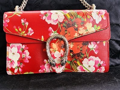 Gucci Dionysus Blooms Cerise Floral Medium Shoulder Bag EUC Runway Model