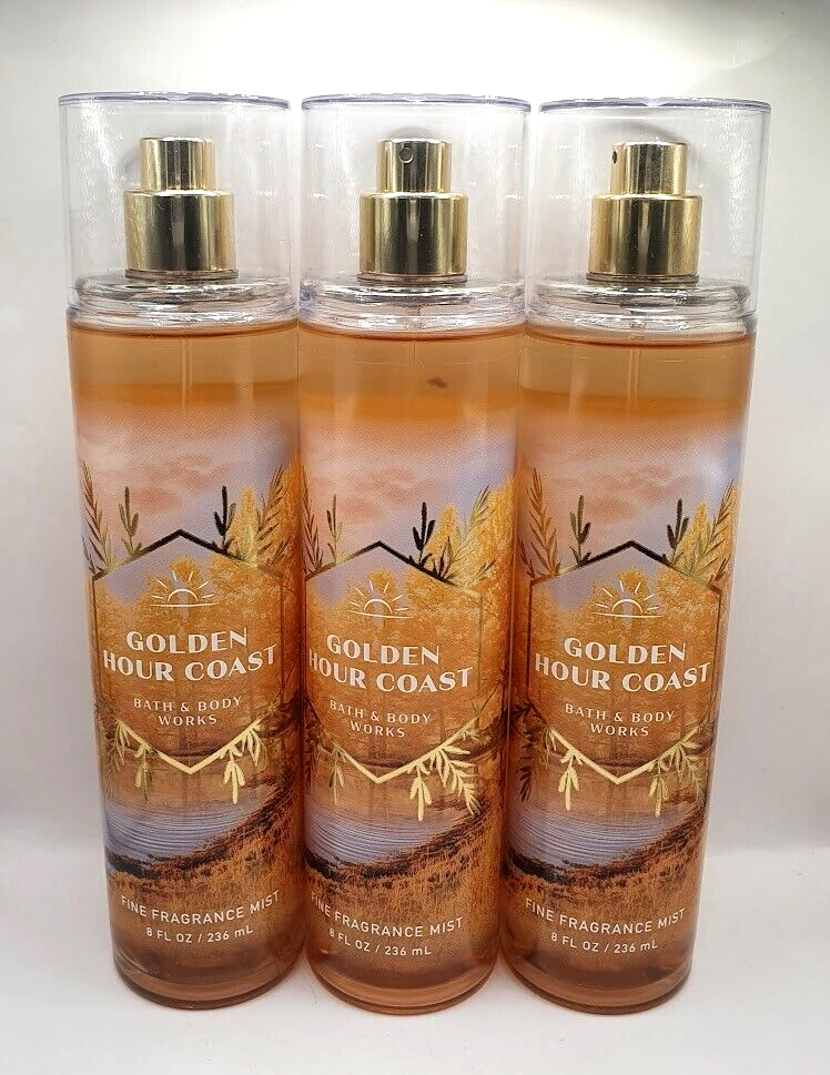 BATH AND BODY WORKS GOLDEN HOUR COAST BODY MIST 8 FL OZ (SET OF 3