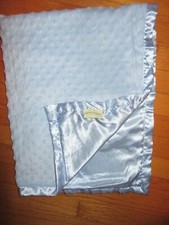 Nursery Rhyme Blue Minky Dot/Satin Back Trim Baby Blanket