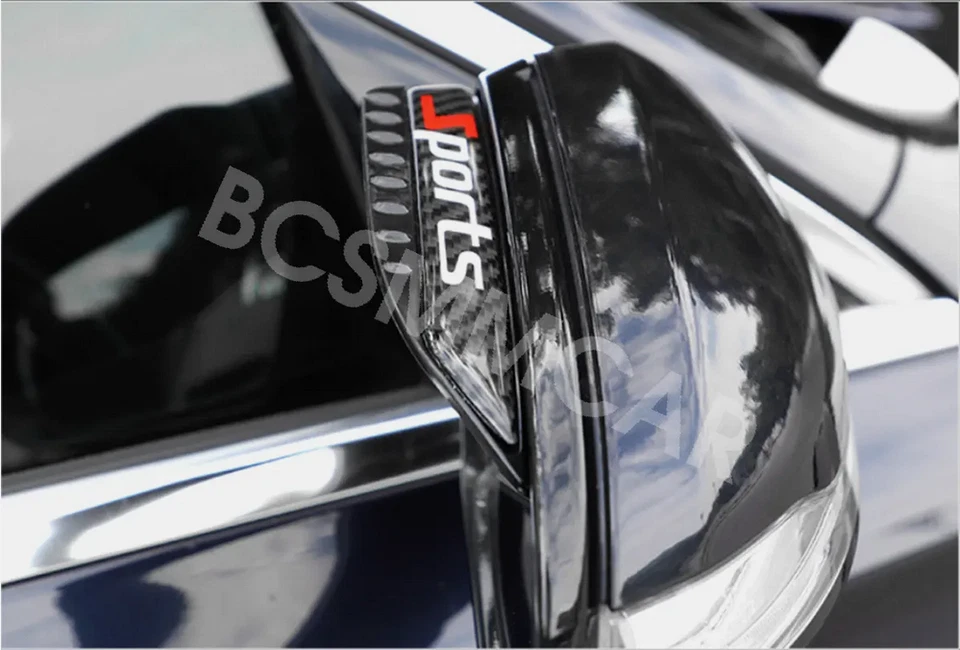 2pcs Car Rear View Side Mirror Rain Eyebrow Guard Sun Visor Trim Carbon Fiber Foto 3 de 4