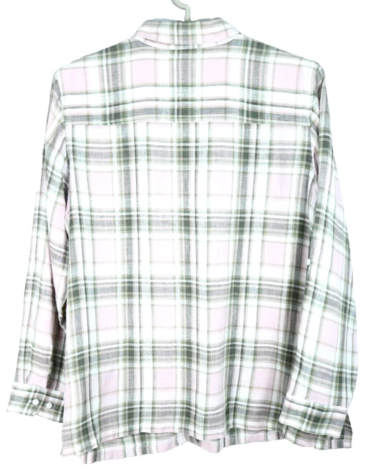JONES NEW YORK Women's Linen Tunic Shirt Long Sleeve Plaid Western Multicolor 2X - Image 2 of 4