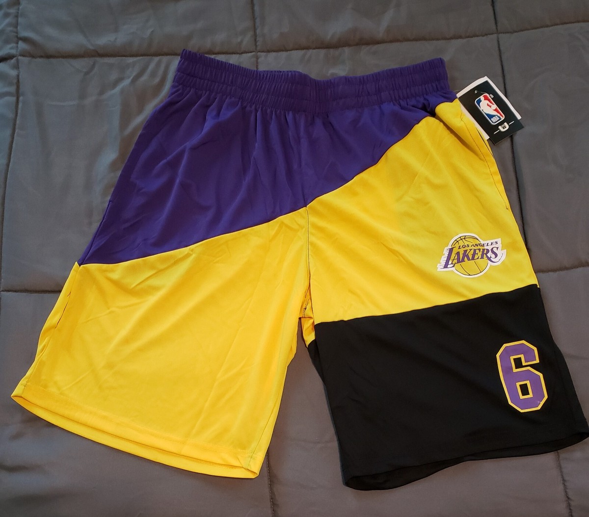 Lebron James Los Angeles Lakers Basketball Shorts Men's Size Large Athletic  #6