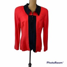 Nwt Women’s Blazer Cj Adams By Psi Red With Black, Zip, Size 14 Dillards $200