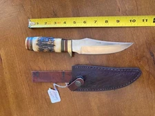 Fixed blade Chipaway Cutlery with leather sheath and bone handle