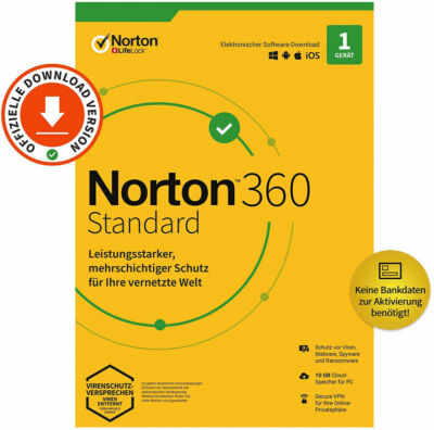 NORTON 360 Standard 2026 1 Gerät 1 Jahr 10 GB Cloud KEIN ABO EMAIL ANGEBOTSPREIS