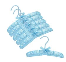 Light Blue 10" Satin Padded Baby Top Hangers (Pack of 12)