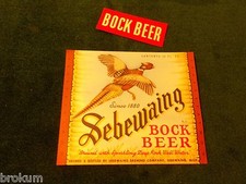 Sebewaing Brewing Co MI -BOCK Beer Bottle Label 12oz W/ NECK LABEL Mint ORIGINAL