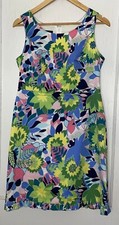 Talbots Floral Dress Sz 4 Petite Sleeveless Knee Length Colorful Preppy