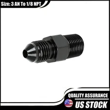 3AN to 1/8 NPT  Adapter Straight Thread to 3 AN Flare Fitting Black