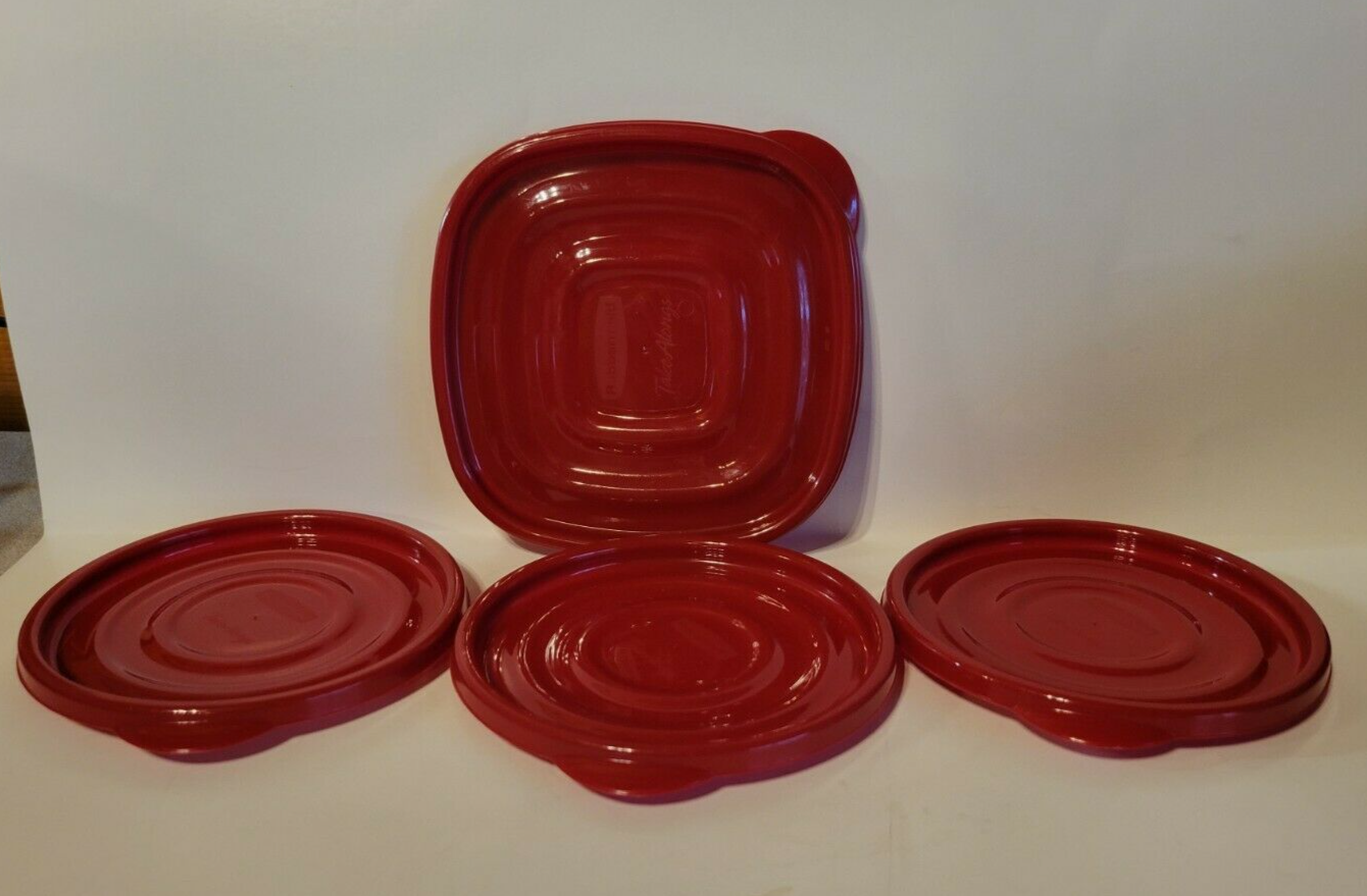 4 Rubbermaid Replacement Lids red "Take Alongs" eBay