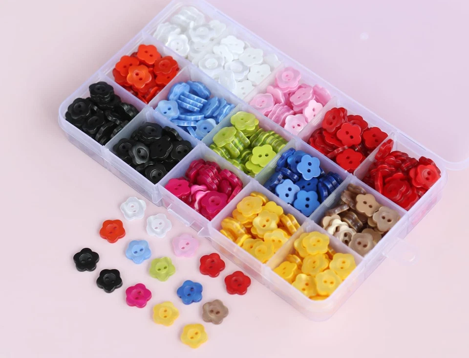525Pcs 1/2 Inch (12.5Mm) 11 Colors Flower Shape Resin Buttons for Sewing Blouse - Image 4 of 4