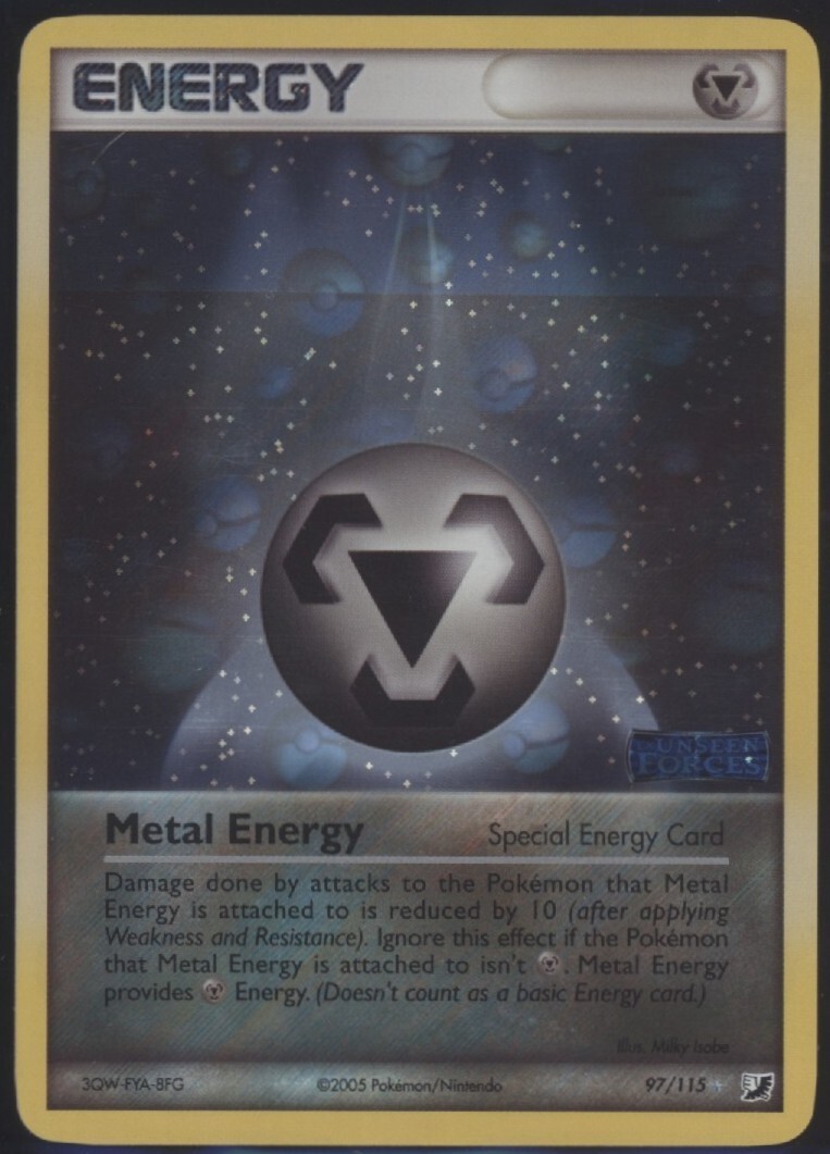 Metal Energy Reverse Holo 2005 Pokemon Card 97/115 Unseen Forces Set GD/EX