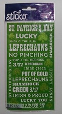 Sticko St. Patrick's Day Stickers POT OF GOLD PHRASES - Shamrocks Leprechaun