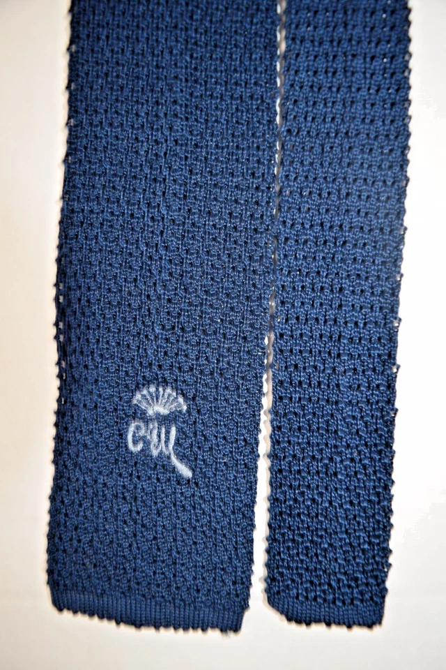 Corbata de cuello de colección condesa Mara años 50 60 70 corbata tejida azul 56" x 2,75" Foto 3 de 4