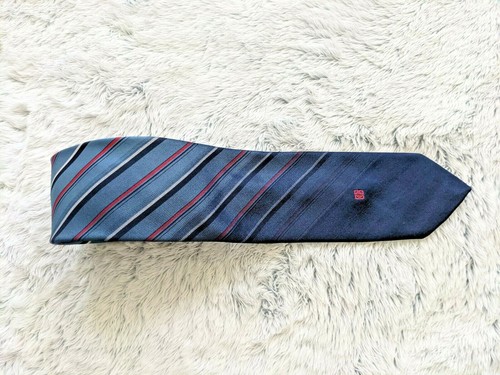 GIVENCHY GENTLEMEN PARIS BLUE SLIM STRIPES POLY NECKTIE MEN TIE - Picture 2 of 10